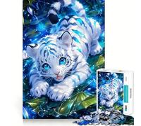 Puzzle de 1000 pièces Petit Tigre Blanc pour Adultes Jeu de réflexion,découpe Laser pour Un Assemblage Parfait,activité enrichissante pour Les Jours de Pluie (50x75cm)