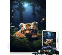 Puzzle de 1000 pièces Petit Tigre couché la Nuit pour Adolescents, idéal pour développer la mémoire, se détendre et Offrir Un Joli Cadeau 38x52cm