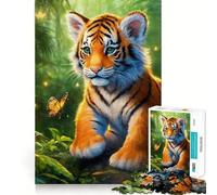 Puzzle de 1000 pièces Petit Tigre et Papillon pour Adolescents Un Jeu Stimulant pour l'esprit, Un Passe-Temps Calme, Une découpe précise et Un Joli Cadeau 38x26cm