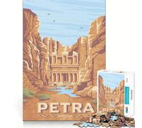 Puzzle de 1000 pièces Petra Jordanie Impression de Voyage Jeu d'assemblage précis Activité cérébrale Jeu Amusant et divertissant Cadeau d'anniversaire Artistique (50x75cm)
