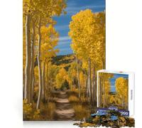 Puzzle de 1000 pièces Peupliers d'automne Le Long d'un Chemin pour Adolescents stimule la réflexion, apaise l'esprit, découpe Nette, (50x75cm)
