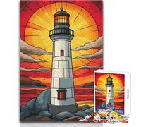 Puzzle de 1000 pièces Phare au Coucher du Soleil pour Adolescents:Un Jeu ludique et éducatif, idéal comme Cadeau de Noël ou d'anniversaire Dimensions:50x75cm