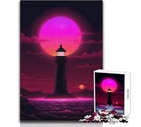 Puzzle de 1000 pièces Phare au Coucher du Soleil pour Adolescents:Un Jeu ludique et éducatif, idéal comme Cadeau de Noël ou d'anniversaire Dimensions:38x52cm