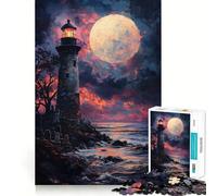 Puzzle de 1000 pièces Phare au Coucher du Soleil sur l'océan pour Adolescents, idéal pour améliorer la mémoire, Loisirs à la Maison, Bords précis, Cadeau Exquis 38x52cm