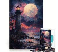 Puzzle de 1000 pièces Phare au Coucher du Soleil sur l'océan pour Adolescents Jeu de logique Stimulant, détente et créativité Idée Cadeau d'anniversaire 38x26cm
