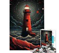 Puzzle de 1000 pièces Phare Ciel Nocturne Activités Amusantes à la Maison mais Jeu Impossible Amusant et Humoristique pour Les 14 Ans et Plus (50x75cm)