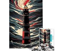 Puzzle de 1000 pièces Phare en mer déchaînée Jeu Difficile et Stimulant pour Toute la Famille à partir de 14 Ans (38x26cm)