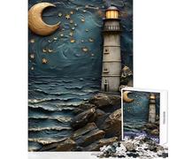 Puzzle de 1000 pièces Phare sous Un Ciel étoilé Jeu éducatif Décoration Murale Parfaite avec Poster Assorti et fiche d'informations (38x26cm)