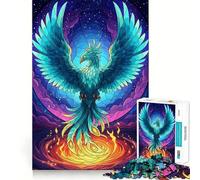 Puzzle de 1000 pièces Phénix Turquoise renaissant de Ses Cendres pour Adolescents Un Jeu de logique et de réflexion Anti-Stress, aux découpes précises, Un Joli Cadeau 50x75cm