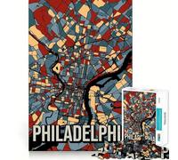 Puzzle de 1000 pièces Philadelphie,Motif Carte aux Tons naturels,découpe idéale,décoration,Jeu cognitif,Cadeau Facile à Jouer,Jeu d'anniversaire (38x26cm)