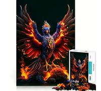Puzzle de 1000 pièces Phoenix Fire Dark Background pour Adultes, Jeu de réflexion et de détente, Design à Assembler, Collection d'art (38x52cm)
