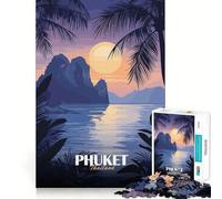 Puzzle de 1000 pièces Phuket Thaïlande Île Tropicale Coucher de Soleil Précis Jeu de Construction Amusant et Stimulant pour l'esprit,pour Un Moment de détente et de Paix,Une œuvre d'art de Noël