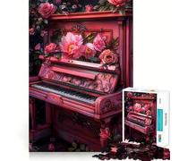Puzzle de 1000 pièces Piano à Fleurs Roses pour Adultes Puzzle Relaxant et Artistique à Assembler Cadeau Unique (38x52cm)