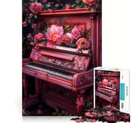 Puzzle de 1000 pièces Piano Floral Rose pour Adultes, Puzzle Relaxant et apaisant, idéal pour Un Cadeau de Noël (50x75cm)
