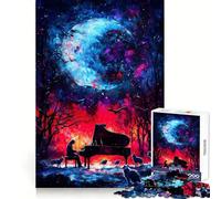 Puzzle de 1000 pièces Piano sous Une Lune Cosmique pour Adolescents, Jeu de logique, Simple et Amusant, Bords Lisses, Cadeau élégant (38x26cm)