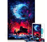 Puzzle de 1000 pièces Piano sous Une Lune Cosmique pour Adolescents, Jeu de logique, Simple et Amusant, Bords Lisses, Cadeau élégant (38x26cm)