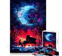 Puzzle de 1000 pièces Piano sous Une Lune Cosmique pour Adolescents Puzzle Facile à Assembler et à découper pour Les vœux du Père Noël (50x75cm)