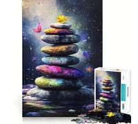 Puzzle de 1000 pièces Pierres empilées avec Fleur pour Adolescents Un Jeu Intelligent pour Partager des Moments de complicité Pièce de Collection aux découpes précises 38x52cm
