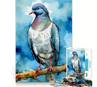Puzzle de 1000 pièces Pigeon Aquarelle pour Adultes Jeu de mémoire Amusant Assemblage sûr et Solide Activité familiale Amusante en soirée (38x52cm)
