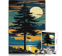 Puzzle de 1000 pièces « Pin en Silhouette au Coucher du Soleil » pour Adultes, Un défi intellectuel Stimulant et Une Belle Surprise pour Les fêtes Dimensions 38x26cm