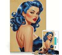 Puzzle de 1000 pièces Pin-up aux Cheveux Bleus pour Adolescents Jeu de réflexion et de Calme Qualité supérieure Cadeau de Noël (38x52cm)