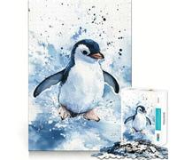 Puzzle de 1000 pièces Pingouin à l'aquarelle pour Adolescents améliore la mémoire, détend l'esprit, Cadeau créatif aux Bords Nets (38x52cm)