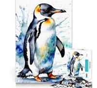 Puzzle de 1000 pièces Pingouin Aquarelle Jeu de réflexion Découpe de Haute précision Défi Amusant pour Passer Le Temps d'attente (38x26cm)