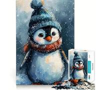 Puzzle de 1000 pièces Pingouin Aquarelle pour Adolescents Améliore la mémoire, détente mentale, Cadeau créatif aux Bords Nets (50x75cm)