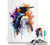 Puzzle de 1000 pièces Pingouin Aquarelle pour Adolescents Améliore la mémoire Loisirs faciles Découpe Ferme Décoration Murale (38x26cm)