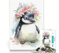 Puzzle de 1000 pièces Pingouin Aquarelle pour Adolescents Jeu de logique Solide, Divertissement paisible, découpe de précision, Cadeau Exceptionnel (38x52cm)