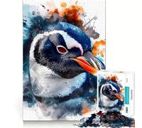 Puzzle de 1000 pièces Pingouin Aquarelle pour Adolescents, Jeu de réflexion apaisant, découpe de qualité supérieure, Cadeau de Noël (38x26cm)