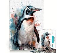 Puzzle de 1000 pièces Pingouin Aquarelle pour Adolescents Jeu Stimulant Le Cerveau Emboîtement précis sans espaces Activité relaxante en Groupe à l'intérieur (50x75cm)