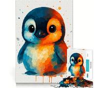 Puzzle de 1000 pièces Pingouin Aquarelle pour Adultes Entraînement cérébral Amusant Pièces nettes et sans bavures Activité de Groupe réconfortante (38x26cm)