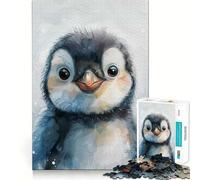 Puzzle de 1000 pièces Pingouin Aquarelle pour Adultes,Jeu de mémoire,Assemblage précis sans espaces,activité apaisante pour Une Pause mentale (50x75cm)