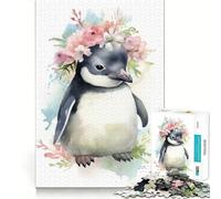 Puzzle de 1000 pièces Pingouin Aquarelle pour Adultes, Stimulant la mémoire, Passe-Temps à la Maison, décoration Murale (38x26cm)