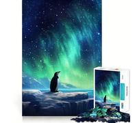 Puzzle de 1000 pièces Pingouin Aurores Polaires pour Adolescents Jeu de logique et d'adresse Décoration Murale Amusante et Facile à découper (38x52cm)
