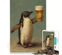 Puzzle de 1000 pièces Pingouin avec bière pour Adultes 38x26cm Idéal pour développer sa mémoire, se détendre et s'amuser Cadeau de Noël
