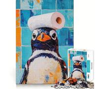 Puzzle de 1000 pièces Pingouin avec Papier Toilette pour Adultes Jeu Intelligent et Amusant Bords Lisses pour Les fêtes (50x75cm)