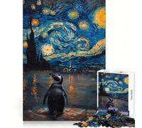 Puzzle de 1000 pièces Pingouin dans la Nuit étoilée pour Adultes et Adolescents Un Casse-tête Relaxant et Artistique, Un Cadeau Original (38x26cm)