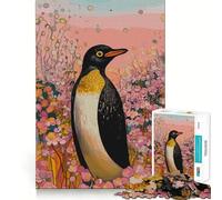 Puzzle de 1000 pièces Pingouin en Fleurs d'automne pour Adultes et Adolescents Un Casse-tête Relaxant et Artistique, Un Cadeau Original (38x26cm)