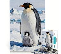 Puzzle de 1000 pièces Pingouin et Son Poussin pour Adultes, Jeu de logique, détente et Amusement, pour Les vœux du Père Noël (38x26cm)