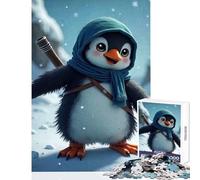 Puzzle de 1000 pièces Pingouin Mignon en Tenue d'hiver Jouet éducatif pour Les Enfants Convient pour la décoration de Bureau Dimensions 38x26cm
