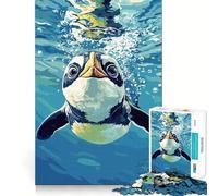 Puzzle de 1000 pièces Pingouin nageant sous l'eau pour Adultes Jouet Intelligent et Amusant, Bords Lisses, pour Les fêtes (38x52cm)
