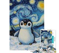 Puzzle de 1000 pièces Pingouin Nuit étoilée Défi intellectuel Jeu éducatif addictif Décoration intérieure Cadeau d'anniversaire (Taille 38x52cm)