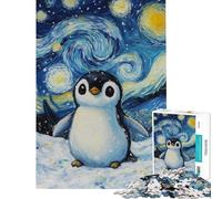 Puzzle de 1000 pièces Pingouin Nuit étoilée Jeu éducatif et Stimulant pour Toute la Famille idéal pour améliorer la mémoire et Offrir en Cadeau (Taille 75x50cm)