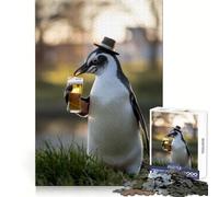 Puzzle de 1000 pièces Pingouin sirotant Une bière pour Adolescents Un Jeu de réflexion Amusant et Facile à Utiliser, Un (50x75cm)