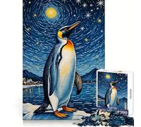 Puzzle de 1000 pièces Pingouin sous Un Ciel étoilé pour Adolescents améliore la mémoire, détend l’Esprit, Cadeau créatif et aux Bords Nets (38x26cm)