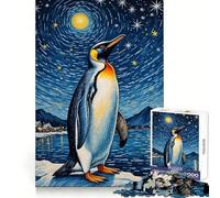 Puzzle de 1000 pièces Pingouin sous Un Ciel étoilé pour Adolescents améliore la mémoire, se détend, Bords précis, Cadeau créatif (50x75cm)