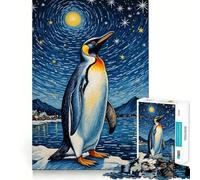 Puzzle de 1000 pièces Pingouin sous Un Ciel étoilé pour Adolescents améliore la mémoire, se détend, Bords précis, Cadeau créatif (50x75cm)