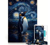 Puzzle de 1000 pièces Pingouin sous Un Ciel étoilé pour Adolescents, Jeu de logique et de réflexion, détente mentale, découpe précise, Cadeau de Noël (38x52cm)